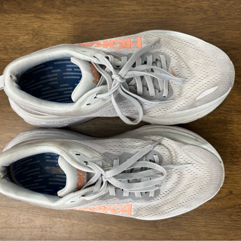 Hoka Gray Sneakers with Cushioned Midsole and Breathable Mesh